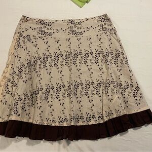 Joe Benbasset Beige and Brown Floral Midi Skirt